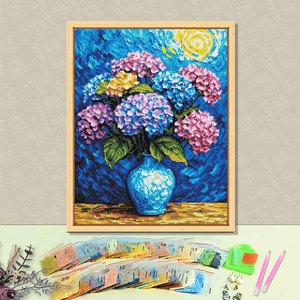 Kit de Peinture Diamant Vase à Fleurs, Perles Rondes, Style Moderne, Cadre Rectangulaire, Toile Murale DIY - Product Image 1