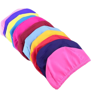 Bonnet <span class=keywords><strong>de</strong></span> bain en nylon élastique durable <span class=keywords><strong>de</strong></span> couleur unie avec protection des oreilles pour enfants et adultes - Product Image 4