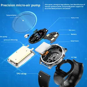 공기 펌프 혈압 심박수 혈중 산소 모니터링 30m 방수 스마트 워치 - Product Image 3