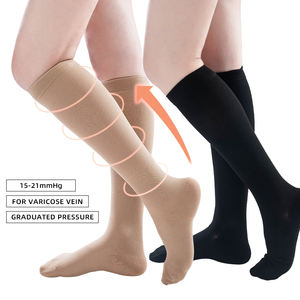 Kaus kaki kompresi perjalanan uniseks, Anti bengkak kelelahan, dukungan <span class=keywords><strong>DVT</strong></span> warna Solid panjang atau Pria Wanita 15-20mm Hg - Product Image 3