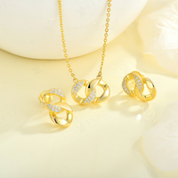 Pendientes de Plata de Ley 925 YILUN, Chapados en Oro, Diseño Geométrico de Círculos Entrelazados, con Circonitas, para Mujer, de Lujo, para Boda