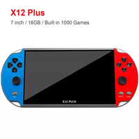 Konsol Game Genggam Classic X12-Puls 7-Inci Layar Warna 1080P PSP3000 2-Rocker Sistem Operasi Linux Rockchip RK3326 2500mAh Tanpa Game