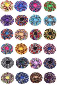 Nouveau design, grand bonnet réglable à double couche doublé de satin, en tissu Ankara, pour le sommeil, les voyages et la plage - Product Image 6
