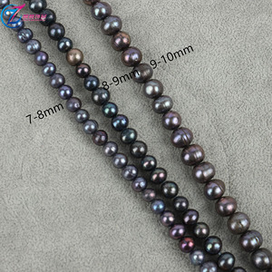 Perles rondes de fil noir d'eau douce naturelles 7-9mm perles semi-finies bricolage cordes de perles en vrac pour la fabrication de bijoux couleur <span class=keywords><strong>perle</strong></span> noire - Product Image 4