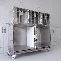 Cage vétérinaire 5 portes pour chiens et chats - Acier inoxydable 304, design moderne et simple, verrouillable, pieds antidérapants pour usage en clinique vétérinaire