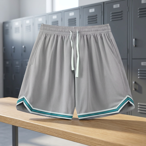 Factory Custom <b>Men</b> Solid Ice <b>Silk</b> Basketball <b>Shorts</b> Loose Oversize Hem Elastic Waist Thin Breathable Eco-Friendly Quick Dry - Product Image 2