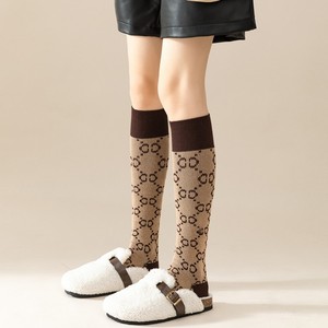 Chaussettes mi-mollet pour femme, style français, <span class=keywords><strong>marque</strong></span> tendance, motif lettre C, double broderie, respirantes, jacquard sans couture, effet Maillard, collection automne - Product Image 4