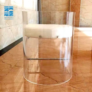 Claro acrílico redondo café silla sin almohada volver transparente silla contra taburete acrílico Silla de comedor - Product Image 1
