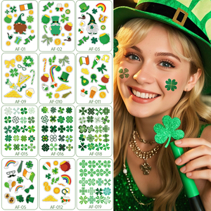Tatouage temporaire trèfle vert pour filles, design universel pour les fêtes - pour la Saint-Patrick ou toute autre occasion - Product Image 1