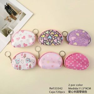 Monedero semicircular en forma de corazón de 11,5x9 cm con llavero para mujeres y niñas - Product Image 1