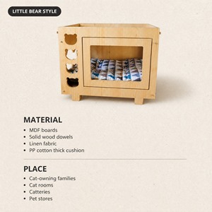 Hamac pour chat à deux étages, meuble pour chat en bois de pin, hamac suspendu en toile, cachette pour chats - Product Image 4
