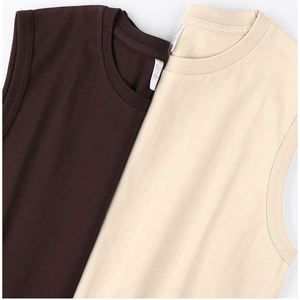 Chaleco de algodón 100% de peso pesado para hombre, camiseta sin mangas de Color sólido 230G, cuello redondo de alta calidad, ropa de calle informal, patrón de letras - Product Image 2