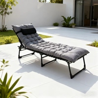 Lit de plage pliable portable au design moderne avec coussin, cadre en acier inoxydable extra large pour la plage