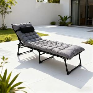 سرير شاطئ محمول قابل للطي بتصميم عصري مع وسادة وإطار من الفولاذ المقاوم للصدأ أوسع للغاية للشاطئ - Product Image 4