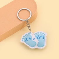Porte-clés en cuir PU 3D mignon pour la Saint-Valentin avec enregistrement vocal numérique et empreintes de petits pieds rembourrées