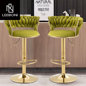 <span class=keywords><strong>Tabouret</strong></span> de <span class=keywords><strong>bar</strong></span> pivotant en velours, cadre en métal, mobilier commercial moderne de luxe, comptoir de café d'hôtel, tabourets de <span class=keywords><strong>bar</strong></span> de cuisine - Product Image 2