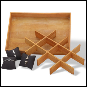 Solid Wood Jewelry Display Trays With Microfiber Lining For <b>Rings</b> <b>Necklaces</b> Bracelets Wholesale Customizable - Product Image 3
