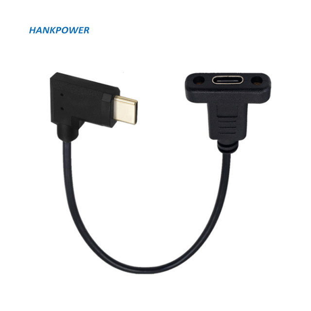 OEM Right Angle USB 3.1 Type C Male to Extension Cable With Panel Mounting Screw 10Gbps Gold Plated USB C Cable