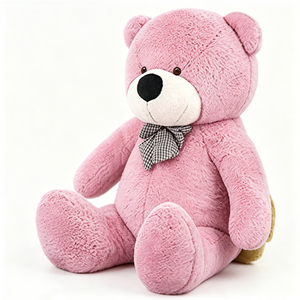 Customized <b>Pink</b> Teddy <b>Bear</b> Plush - Soft Fluffy Large Stuffed Animal with Checkered Bow, Cute Classic Toy for Kids & Girls - Product Image 2