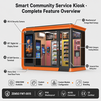 Station de services communautaires intelligente préfabriquée, kiosque de vente au détail sans personnel, distributeur automatique modulaire extérieur, OEM Smart City