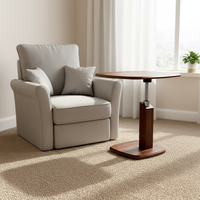 Table d'appoint relevable à hauteur réglable, table basse roulante avec rangement, table d'appoint mobile pour petit appartement