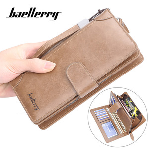 Baellerry Men's <b>Long</b> Wallet PU Leather Multifunctional Clutch <b>Bag</b> With Zipper And Buckle Coffee Color - Product Image 1
