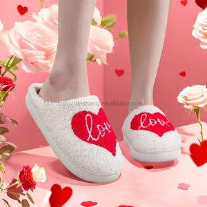Pantuflas de Interior de Felpa para Parejas, Suaves y Cómodas, con Diseño de Corazón, Ligeras, para Hombre y Mujer - Product Image 1