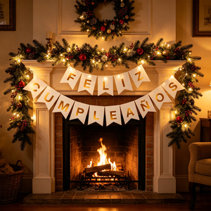 Elegante Ghirlanda 'Feliz Cumpleaños' con Lettere Bianche e Dorate, 16 Pezzi, Striscione per Feste da 4 Metri - Product Image 5
