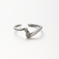 Bague ouverte réglable en alliage de zinc EDGE Fashion, forme irrégulière, or et argent, style sculptural moderne, pour femme