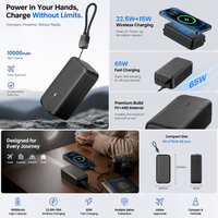 Batterie Li-Polymère 10000mAh avec câble intégré interchangeable, charge rapide, banque d'alimentation magnétique sans fil en plastique pour smartphone