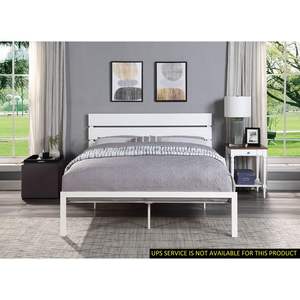 Meubles de chambre à coucher de style décontracté DB Contemporary 1pc Queen White Metal Bed - Product Image 1