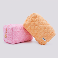 Mode toilette cosmétiques sac Floral tissu éponge voyage soins de la peau pochette rose clair serviette maquillage sacs avec vichy à l'intérieur