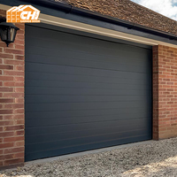 Porte de garage sectionnelle moderne noire en acier européen isolée, automatique, avec protection anti-pincement, fabricant OEM
