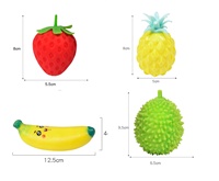 Lot de 4 jouets à presser en forme de fruits doux populaires jouets anti-stress pour réduire le stress