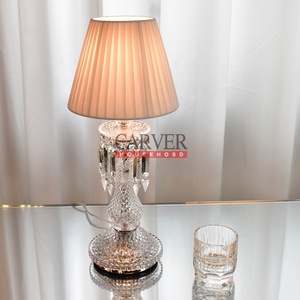 High Quality High Crystal Table Lamp 24Pa <strong>Glass</strong> Body Crystal Light with Fabric <strong>Lampshade</strong> for Bed Rooms - Product Image 2