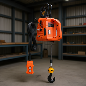 Polipasto Eléctrico de 1500W, Altura de Elevación de 25 Pies, Capacidad de 1100 Libras, Control Remoto con Cable, Gancho de Agarre con Cable de Acero Naranja - Product Image 2