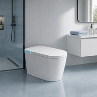 WC intelligent monobloc en céramique avec télécommande, siège chauffant, séchoir à air, désodorisation automatique, chasse d'eau à jet siphonique, design moderne