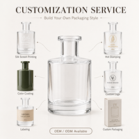 Flacon de parfum vide en verre transparent de 200 ml avec surface givrée, impression sérigraphique, étiquette personnalisable pour l'emballage de désodorisants