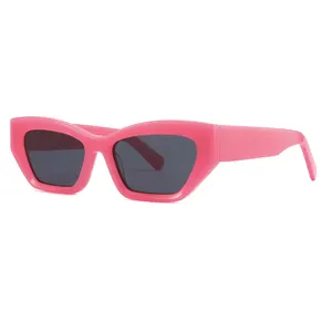 Fashion chic pink small frame 4 colors men and women acetate polarized sunglasses