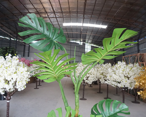 Vente en gros de feuilles artificielles de Monstera <span class=keywords><strong>Albo</strong></span> Deliciosa, bonsaï écologique et durable, décoration intérieure pour la maison, en pot en plastique - Product Image 5