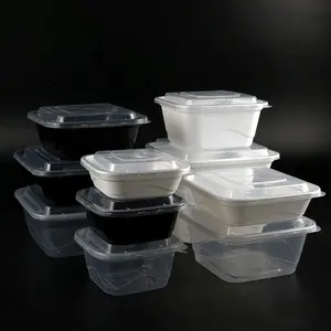 Contenedor de plástico transparente para comida, contenedor de comida pp con tapa, caja de preparación de comida desechable para llevar comida, Plástico