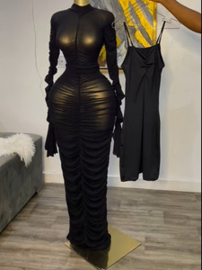 เดรสตาข่ายแขนยาวแต่งระบายเซ็กซี่สำหรับผู้หญิง พร้อมดีไซน์แฟชั่นด้านใน - Product Image 5