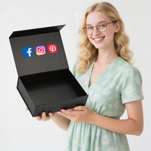 磁気閉鎖フリップトップ付き段ボール包装マグネットボックス大型マットブラックペーパーギフト折りたたみボックス - Product Image 1