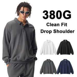 Felpa <span class=keywords><strong>Polo</strong></span> a Maniche Lunghe Pesante 380gsm all'Ingrosso, Logo Personalizzato, Colletto Classico, Vestibilità Pulita - Product Image 1