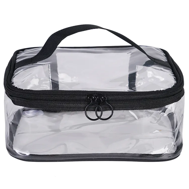 Sac de rangement de voyage, sac de rangement imperméable en PVC transparent avec fermeture éclair pour trousses cosmétiques maquillage brosse