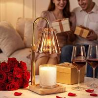 Lampe de bureau électrique créative en bois, design flamme noire, diffuseur d'aromathérapie sans flamme, chauffe-cire réglable, bougie à huile essentielle avec minuterie