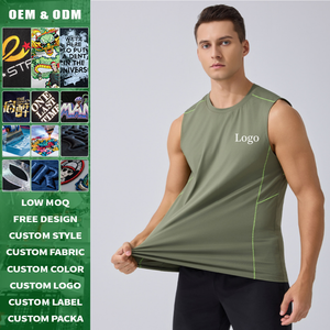 Camiseta sin mangas de punto de alta calidad con cuello de diseño, estilo raglán, ligera, de ajuste regular, de secado rápido, transpirable, de spandex/poliéster - Product Image 2