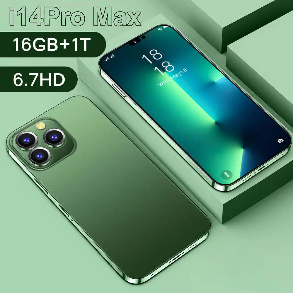 Hot i14 Pro Max 6.7 Inch 48MP 1TB Mobile Phone Android Smartphone 10 Core Full Screen Cell Phone14 Large Capacity Battery