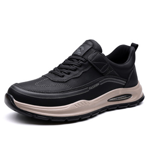 Chaussures en cuir décontractées et sportives pour hommes, à semelle épaisse, style chunky, pour les loisirs, noir kaki - Product Image 5