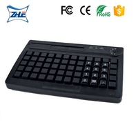 Clavier programmable à 60 touches avec lecteur de bande magnétique intégré, clavier mini POS à double interface USB PS/2 pour supermarché